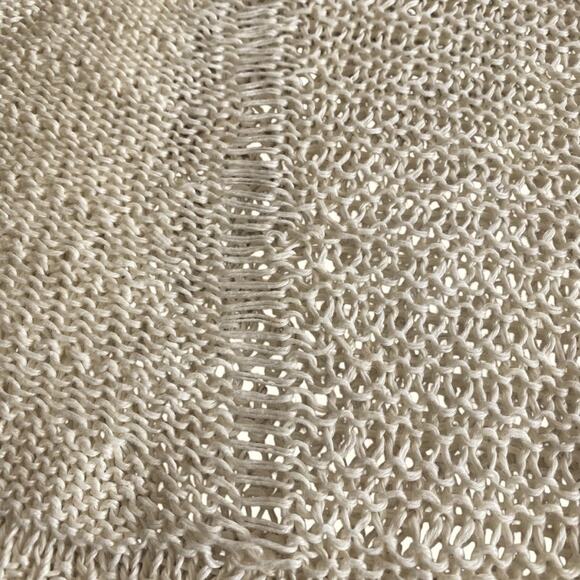 Helmut Lang Ivory Destroyed Artisanal Hollow Knit Linen Cap Sleeve Sweater - Picture 6 of 13